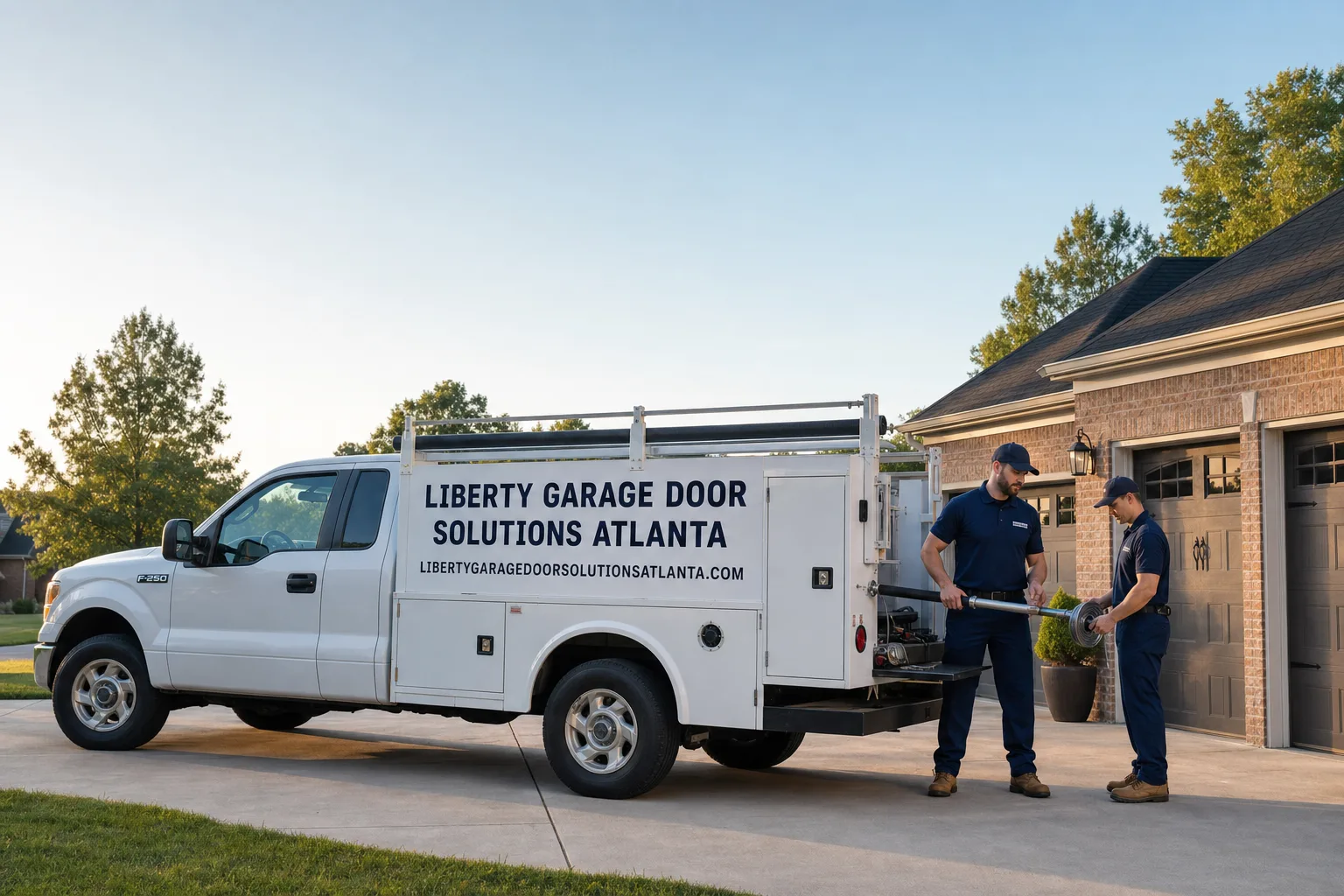 Liberty Garage Door Solutions Atlanta service vehicle and crew in Atlanta, GA